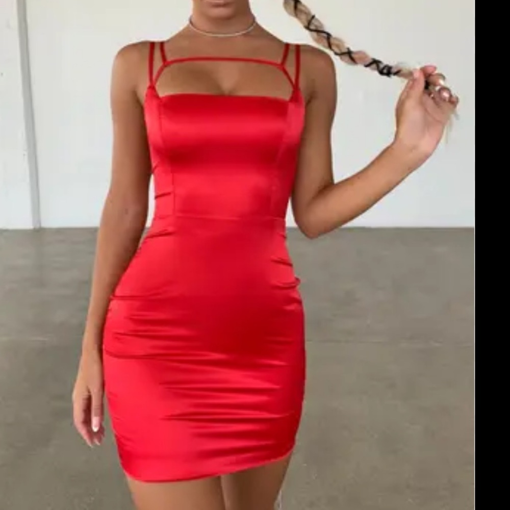 Oh Polly red satin mini dress size 2